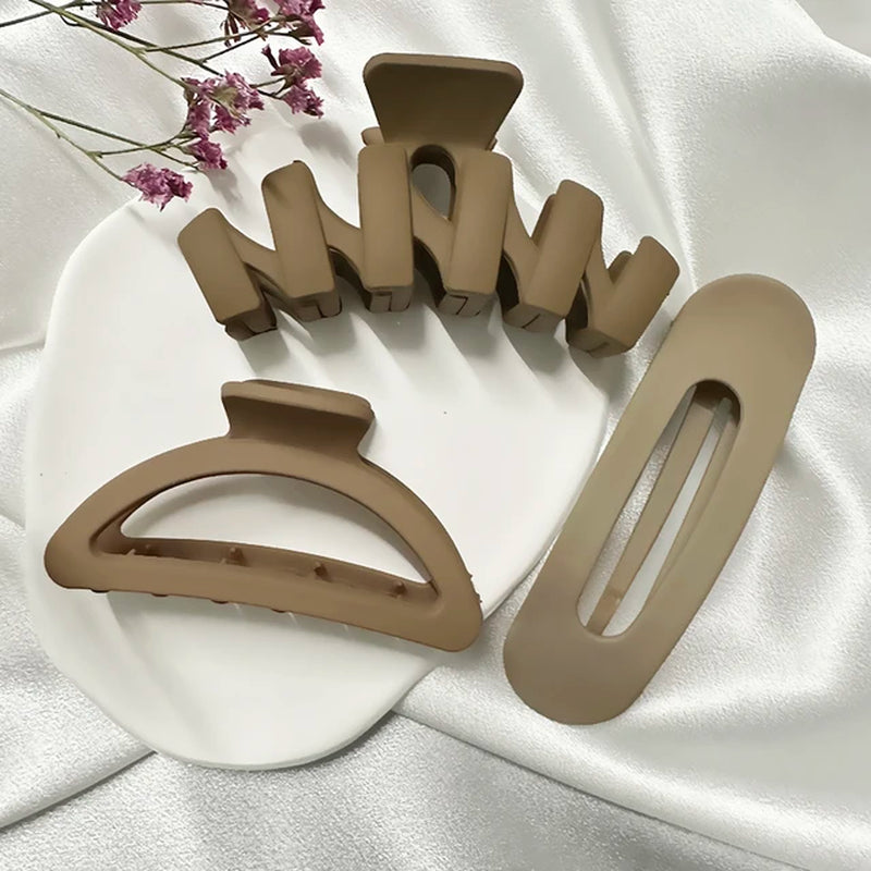 Women Hair Claw Clips Korea Coffee Beige Acrylic Large Hair Claw Hairpin Geometric Barrettes Crab Girl Headwear Hair Accessories