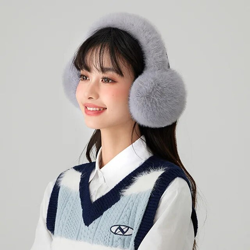 Soft Plush Ear Warmer Winter Warm Earmuffs Fashion Ear Cover Outdoor Cold Protection Solid Color Ear-Muffs Folding Earflap