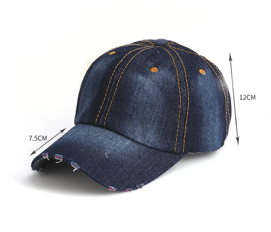 Unisex Solid Denim Men Women Baseball Cap Blank Washed Denim Jean Hat Retro Casquette Snapback Hats Adjustable Caps